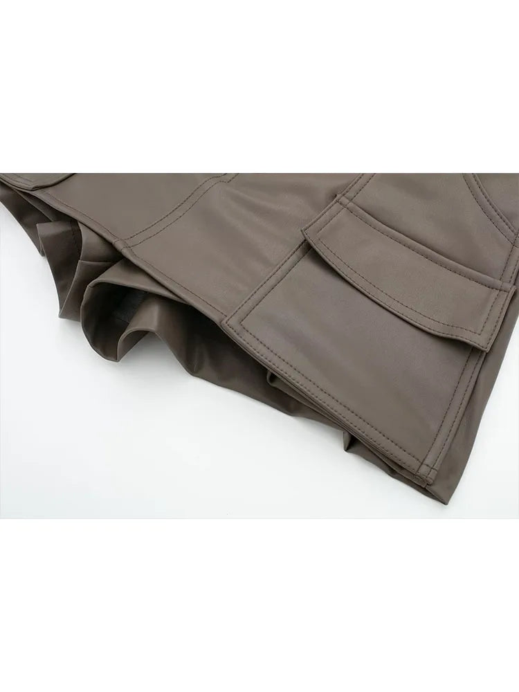 Brown Leather Skort